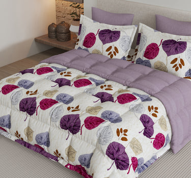 LABHAM - Daylight AC Comforter Bedding Set with Double bedsheet and 2 Pillow Covers - Queen Size (Black Rose)