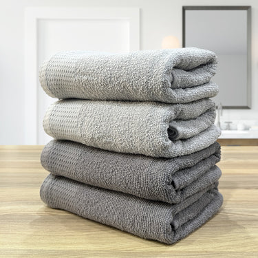 Revive- Pack Of 4 Multipurpose Super Soft Hand Towels (Silver&Grey)