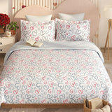 Coral Multi Heart Doodle Print