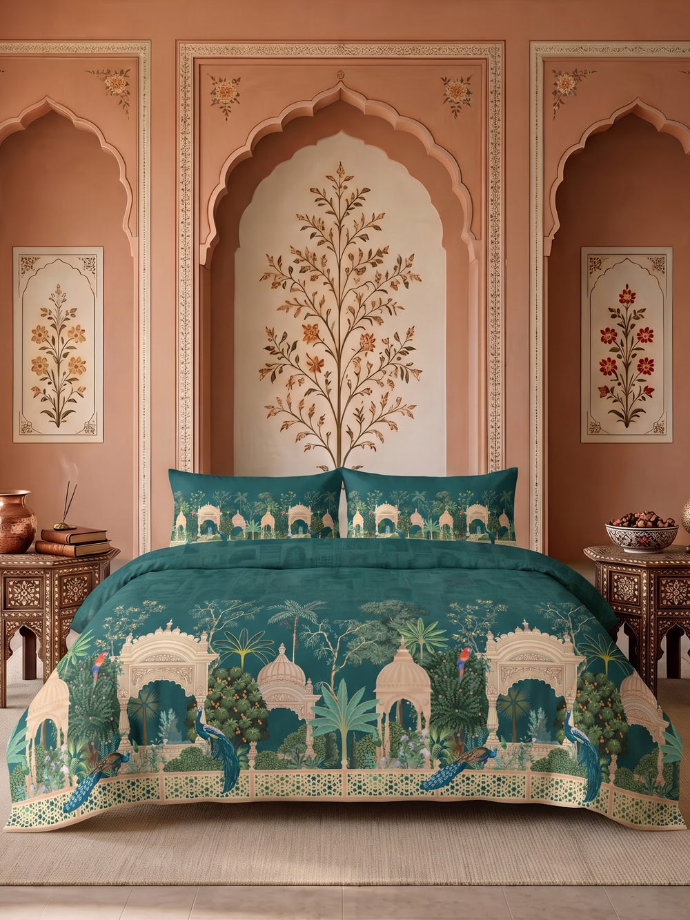 LABHAM Heritage 200TC NaturaSoft bedsheet in Bedsheet Set With 2 Matching Pillow Covers - King Size, styled on a king bed