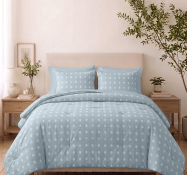 SERENITY 300GSM Multi Needle Motif Embroidered Quilt Bed Cover Set with 2 Pillow Covers – King Size