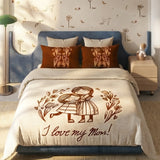 I Love Mom Print Beige