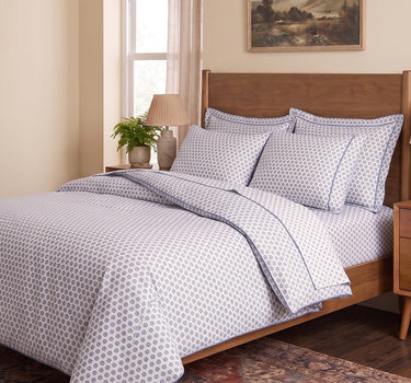 LABHAM Hemline 500TC 100% Cotton Printed King Size Bedsheet Set with 2 Matching Pillow Covers - King Size ( Indigo Booti )