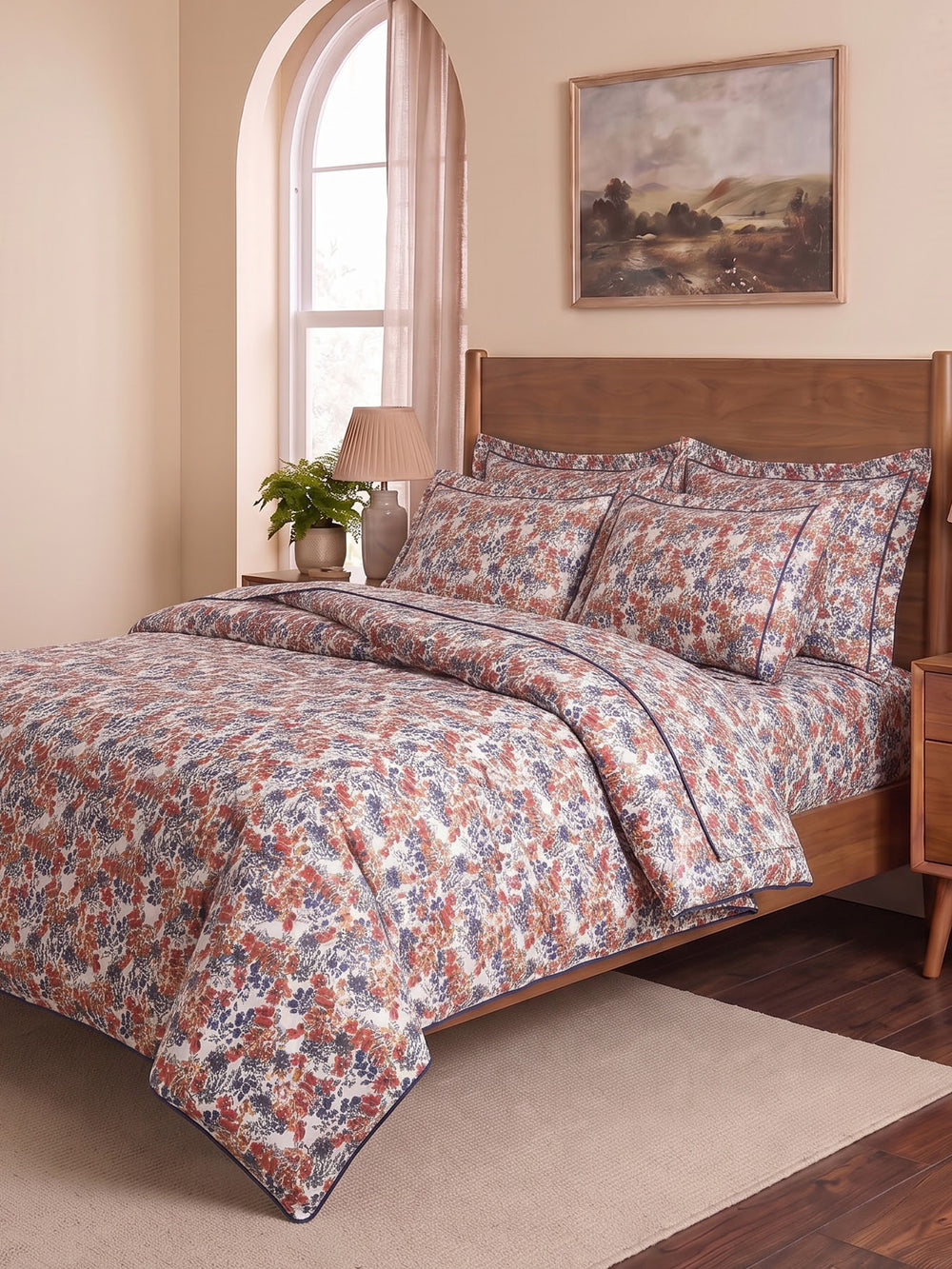 LABHAM Hemline 500TC bedsheet in Signature Print print, styled on a king bed