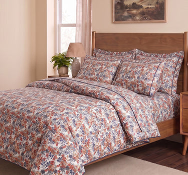 LABHAM Hemline 500TC 100% Cotton Printed King Size Bedsheet Set with 2 Matching Pillow Covers - King Size