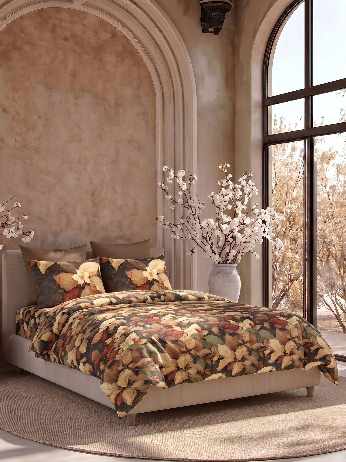LABHAM Flora Fauna 200TC Natura Soft Bedsheet Set With 2 Matching Pillow Covers - King Size