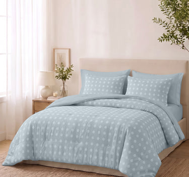 SERENITY 300GSM Multi Needle Motif Embroidered Quilt Bed Cover Set with 2 Pillow Covers – King Size