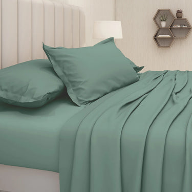 600TC Luxury King Size Pure Cotton Solid Bedsheet Set (Teal)
