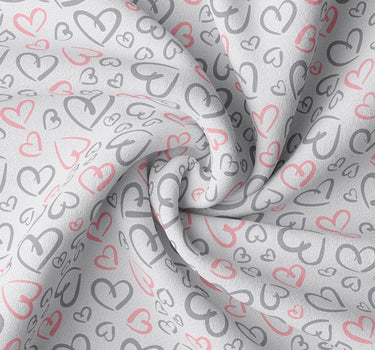 LABHAM Love Forever 200TC Natura Soft Coral Multi Heart Doodle Print Bedsheet Set With 2 Matching Pillow Covers - King Size