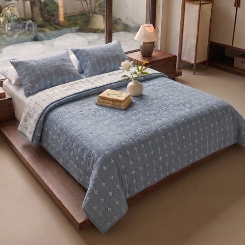 Egyptian Cotton King Bedcover With 2 Pillow Covers And Multipurpose Bag used as a lightweight dohar