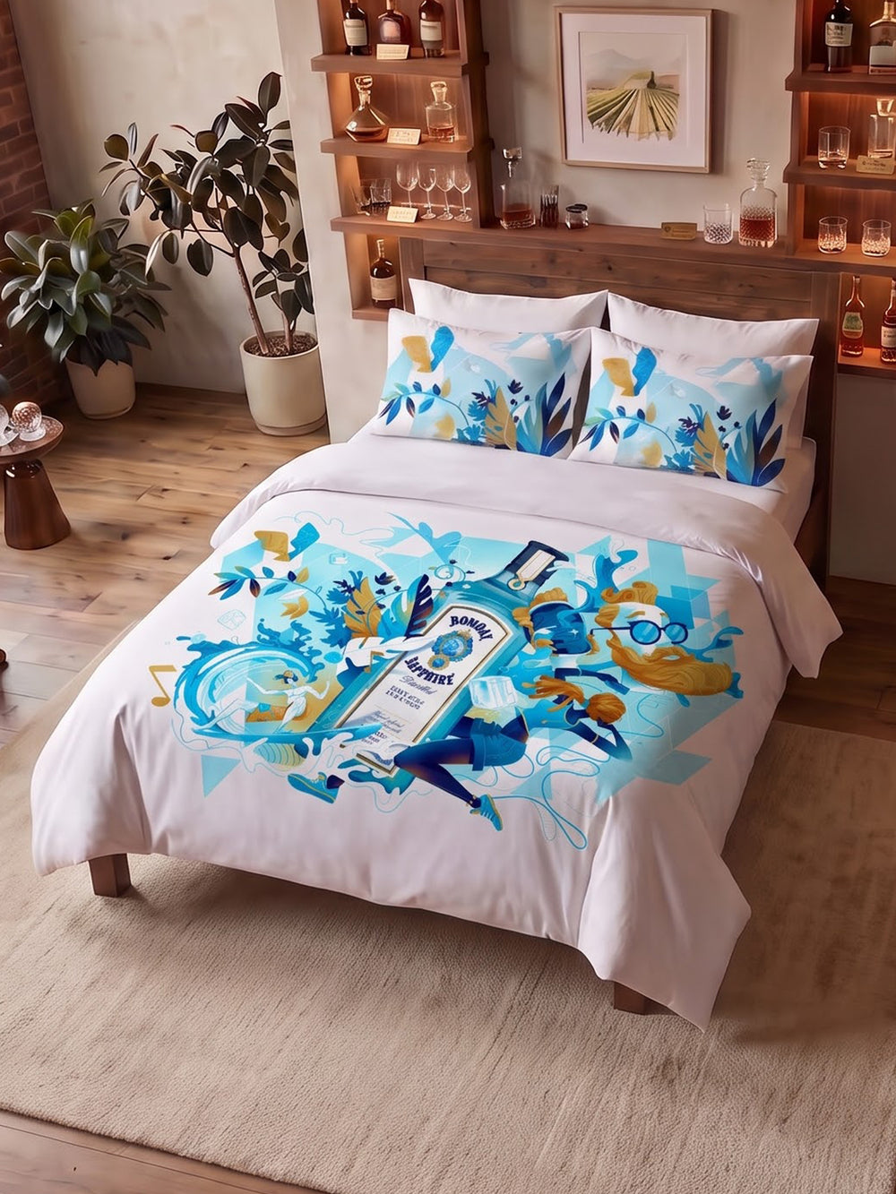 LABHAM After Hours 200TC NaturaSoft bedsheet in Bedsheet Set With 2 Matching Pillow Covers - King Size, styled on a king bed