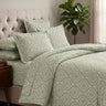 LABHAM Kadambari 300TC cotton king bedsheet in green — Moroccan ogee damask percale (view 1)