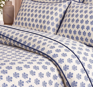 LABHAM Hemline 500TC 100% Cotton Printed King Size Bedsheet Set with 2 Matching Pillow Covers - King Size ( Indigo Booti )
