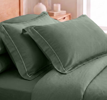 LABHAM 400TC 100% Bamboo King Size Bedsheet Set wit 2 Matching Pillow Covers - Cooling, Ultra Soft & Breathable - Green