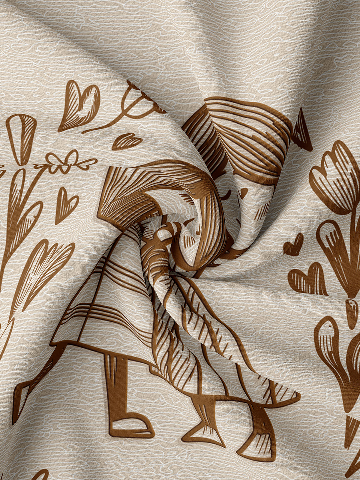 Happy Home 200TC Natura Soft I Love Mom Print Beige Bedsheet Set With 2 Matching Pillow Covers - King Size