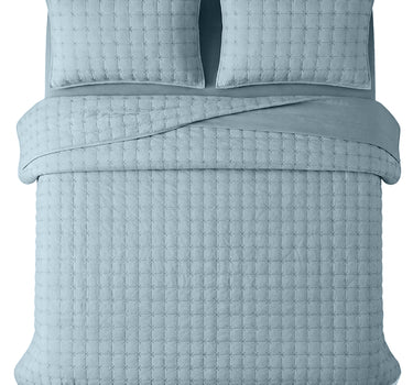 SOLACE 300GSM Cross Stitch Embroidered Quilt Bed Cover Set with 2 Pillow Covers – King Size