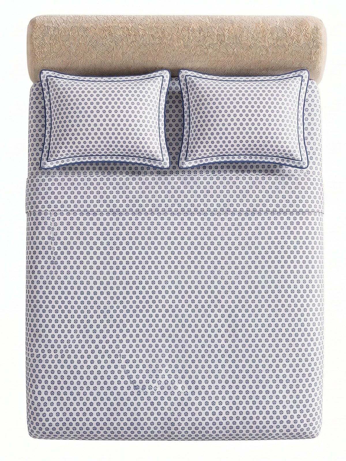 LABHAM Hemline 500TC 100% Cotton Printed King Size Bedsheet Set with 2 Matching Pillow Covers - King Size ( Indigo Booti )