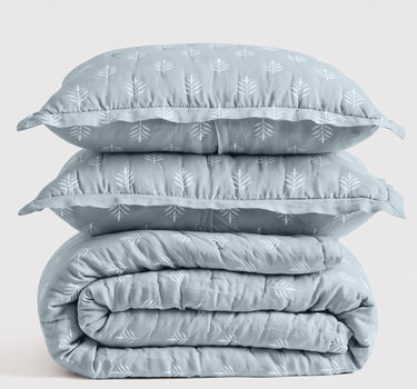 SERENITY 300GSM Multi Needle Motif Embroidered Quilt Bed Cover Set with 2 Pillow Covers – King Size