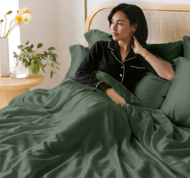 LABHAM 400TC 100% Bamboo King Size Bedsheet Set wit 2 Matching Pillow Covers - Cooling, Ultra Soft & Breathable - Green