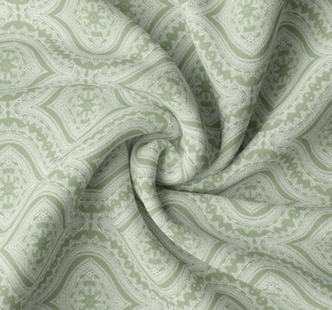 LABHAM Kadambari 300TC cotton king bedsheet in green — Moroccan ogee damask percale (view 5)