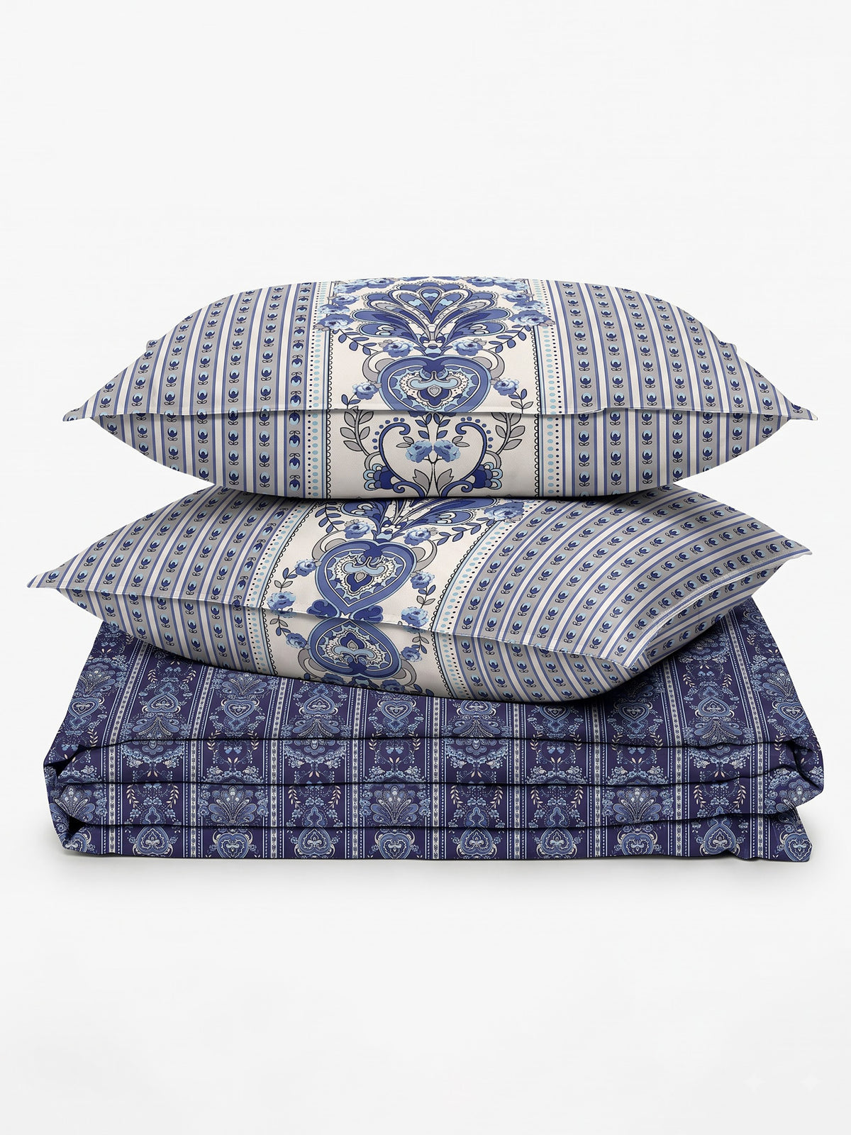 LABHAM Indigo 200TC Natura Soft Bedsheet Set With 2 Matching Pillow Covers - King Size