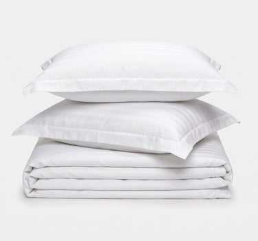 Simple Living 210 TC Satin Striped Flat Cotton Bedsheet Set