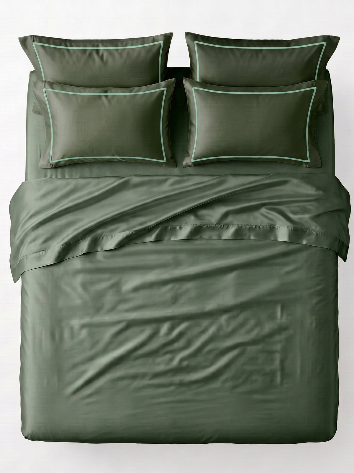 LABHAM 400TC 100% Bamboo King Size Bedsheet Set wit 2 Matching Pillow Covers - Cooling, Ultra Soft & Breathable - Green