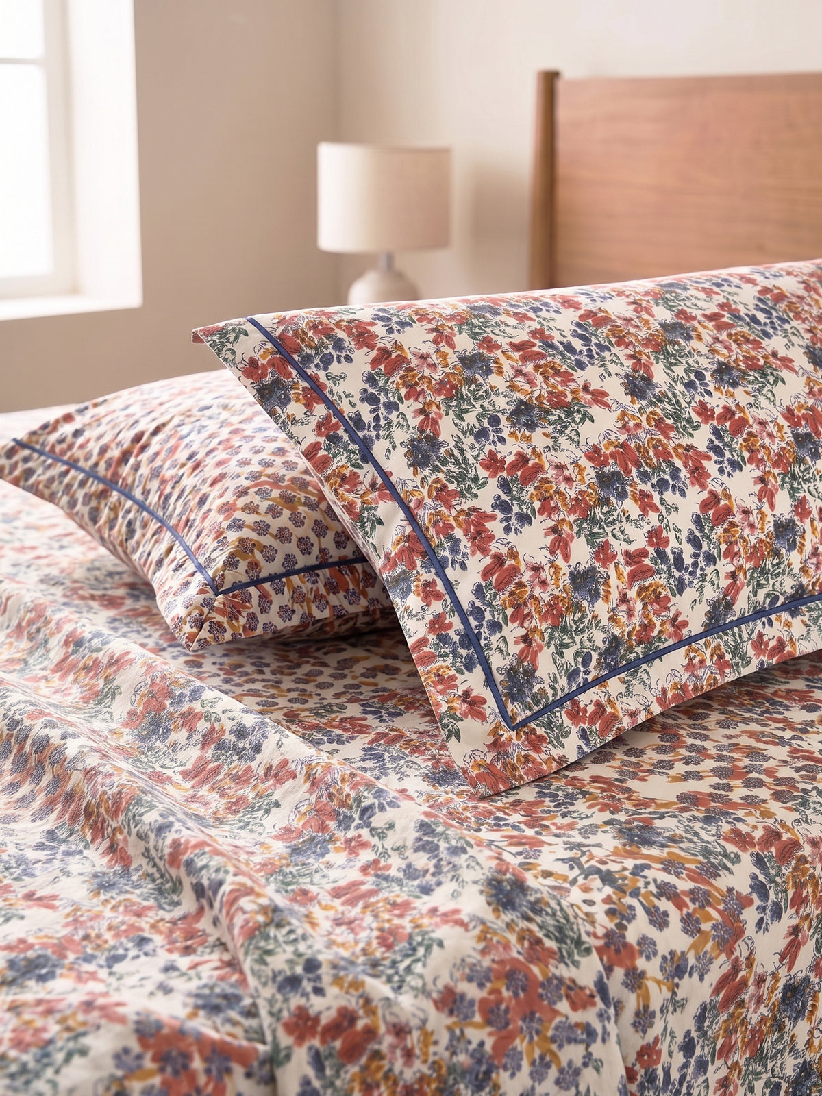 Hemline 500TC 100% Cotton Printed King Size Bedsheet Set with 2 Matching Pillow Covers - King Size