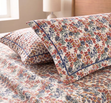 LABHAM Hemline 500TC 100% Cotton Printed King Size Bedsheet Set with 2 Matching Pillow Covers - King Size