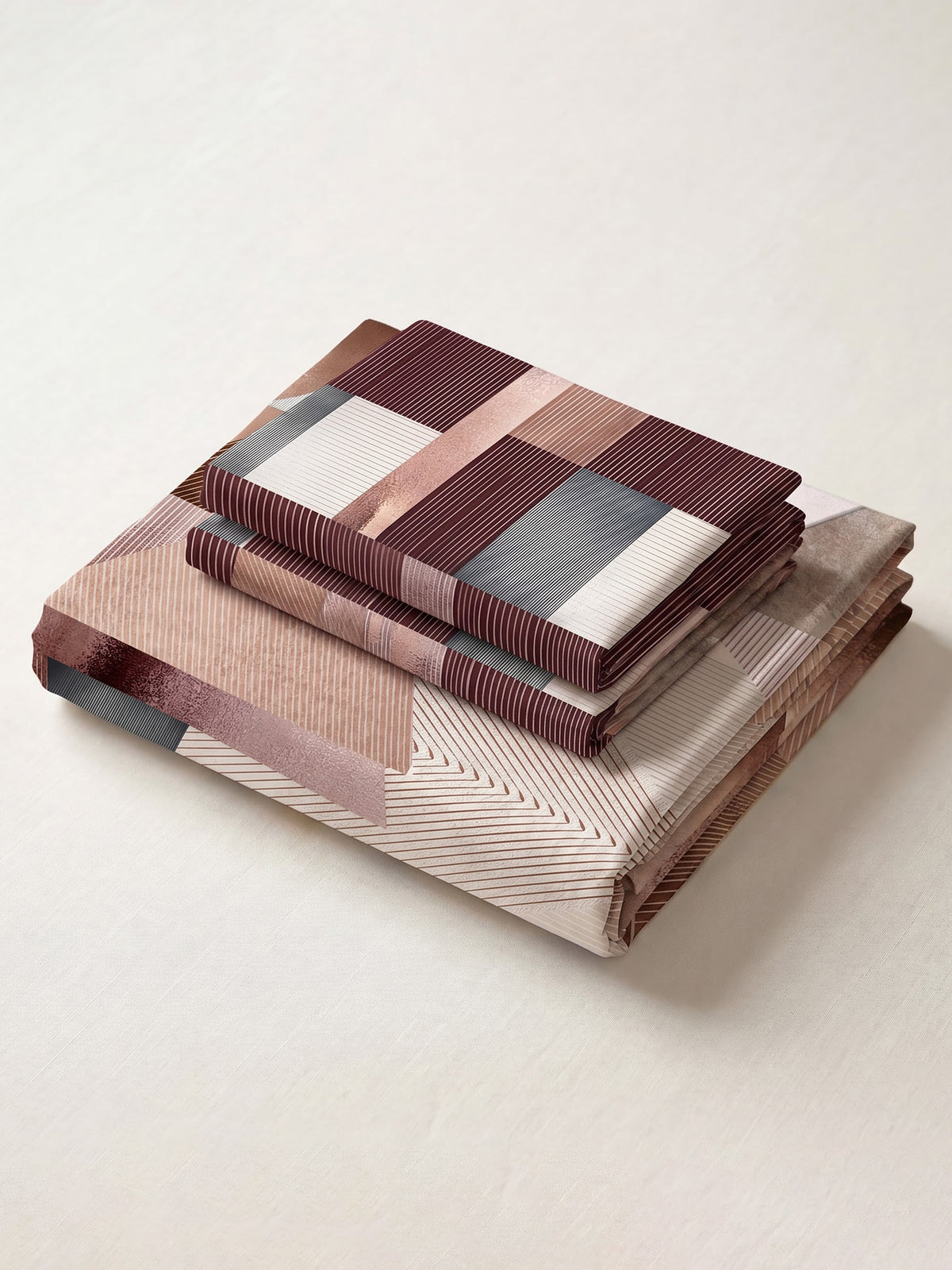 LABHAM Abstract 200TC Natura Soft Bedsheet Set With 2 Matching Pillow Covers - King Size