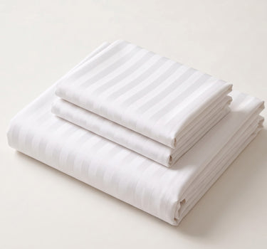 Simple Living 210 TC Satin Striped Flat Cotton Bedsheet Set