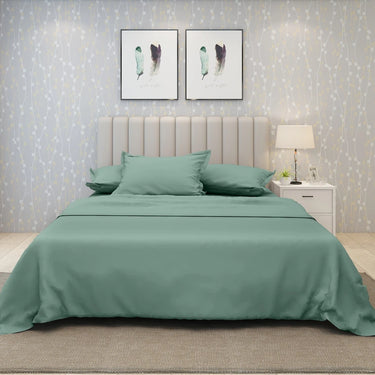600TC Luxury King Size Pure Cotton Solid Bedsheet Set (Teal)