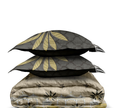 LABHAM Rangriti 180TC 4Pc King Size Bedding Set - 100% Mercerized Cotton, Super Soft with All Season Comfort (Heritage Grey)