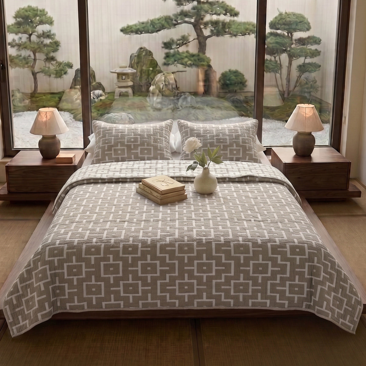 Egyptian Cotton King Bedcover With 2 Pillow Covers And Multipurpose Bag
