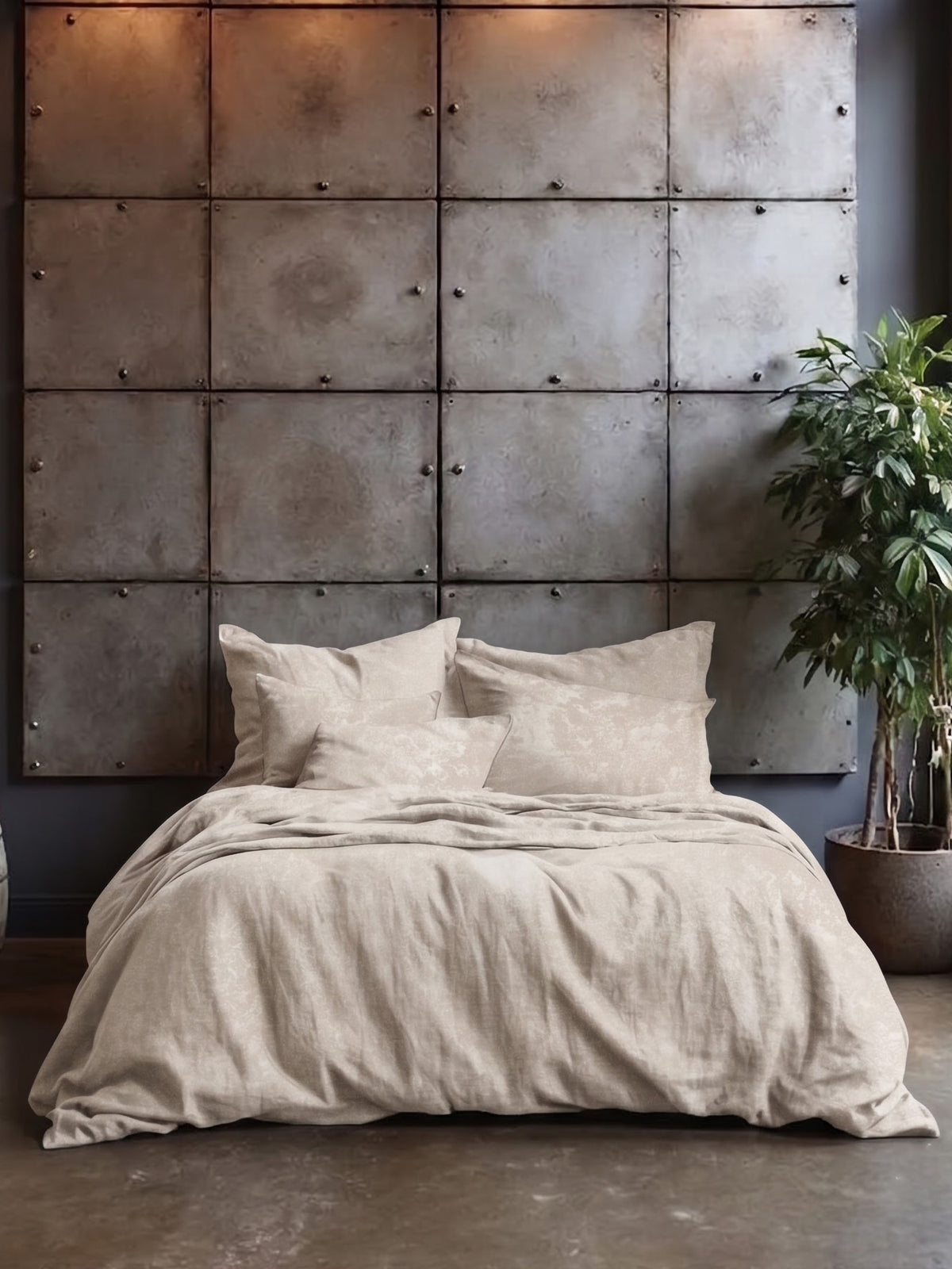LABHAM Acid Wash 200TC Natura Soft Bedsheet Set With 2 Matching Pillow Covers - King Size