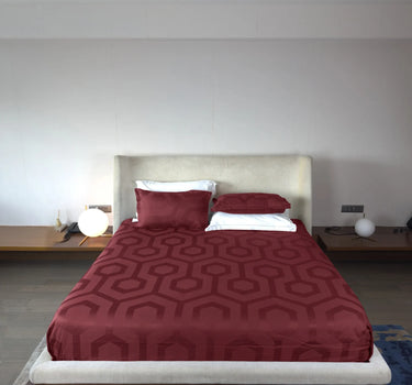 Italian Jacquard-King Size BedSheet Set (Pinkish Red)