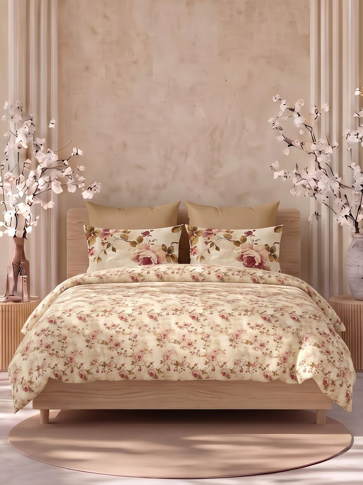 LABHAM Flora Fauna 200TC Natura Soft Bedsheet Set With 2 Matching Pillow Covers - King Size