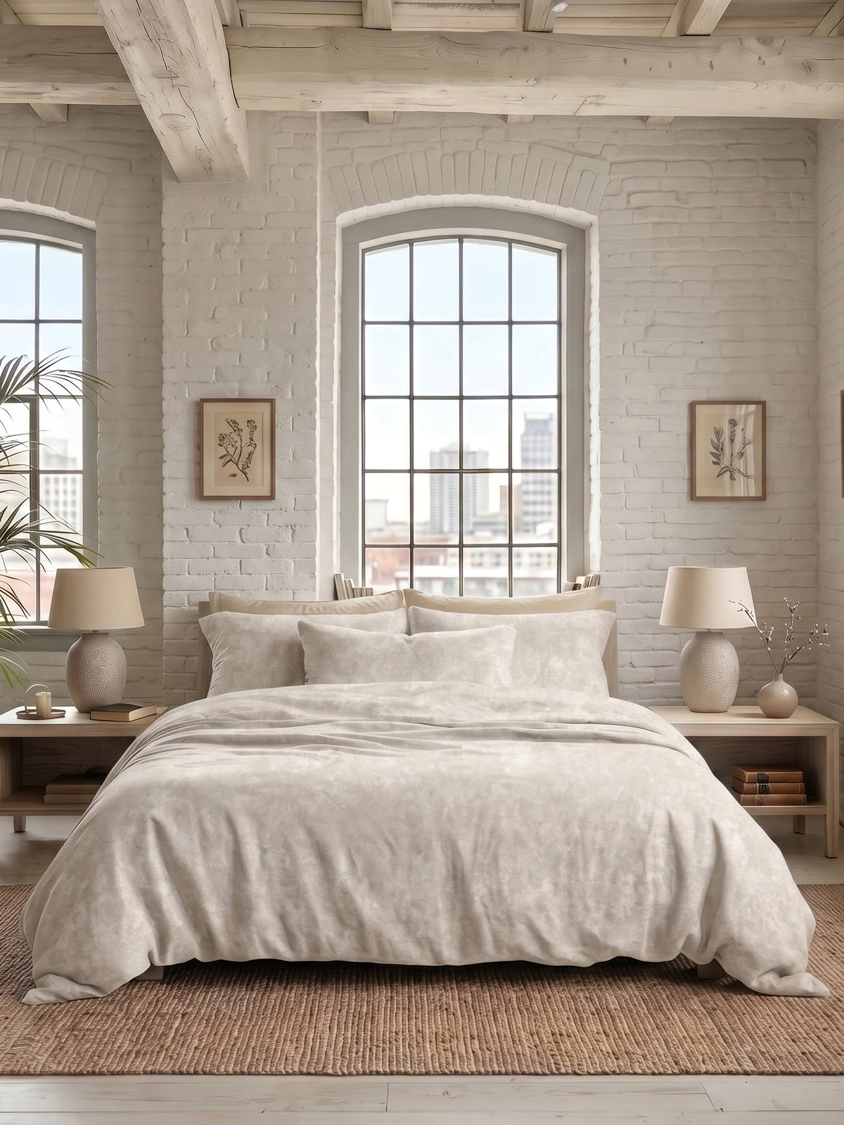 LABHAM Acid Wash 200TC Natura Soft Bedsheet Set With 2 Matching Pillow Covers - King Size
