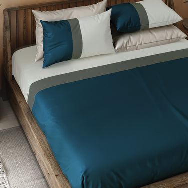 Manchester Fusion-300 TC King Size bedsheet Set  (Brown, Grey, NavyBlue)