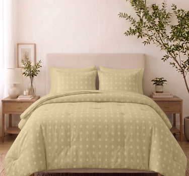 SERENITY 300GSM Multi Needle Motif Embroidered Quilt Bed Cover Set with 2 Pillow Covers – King Size