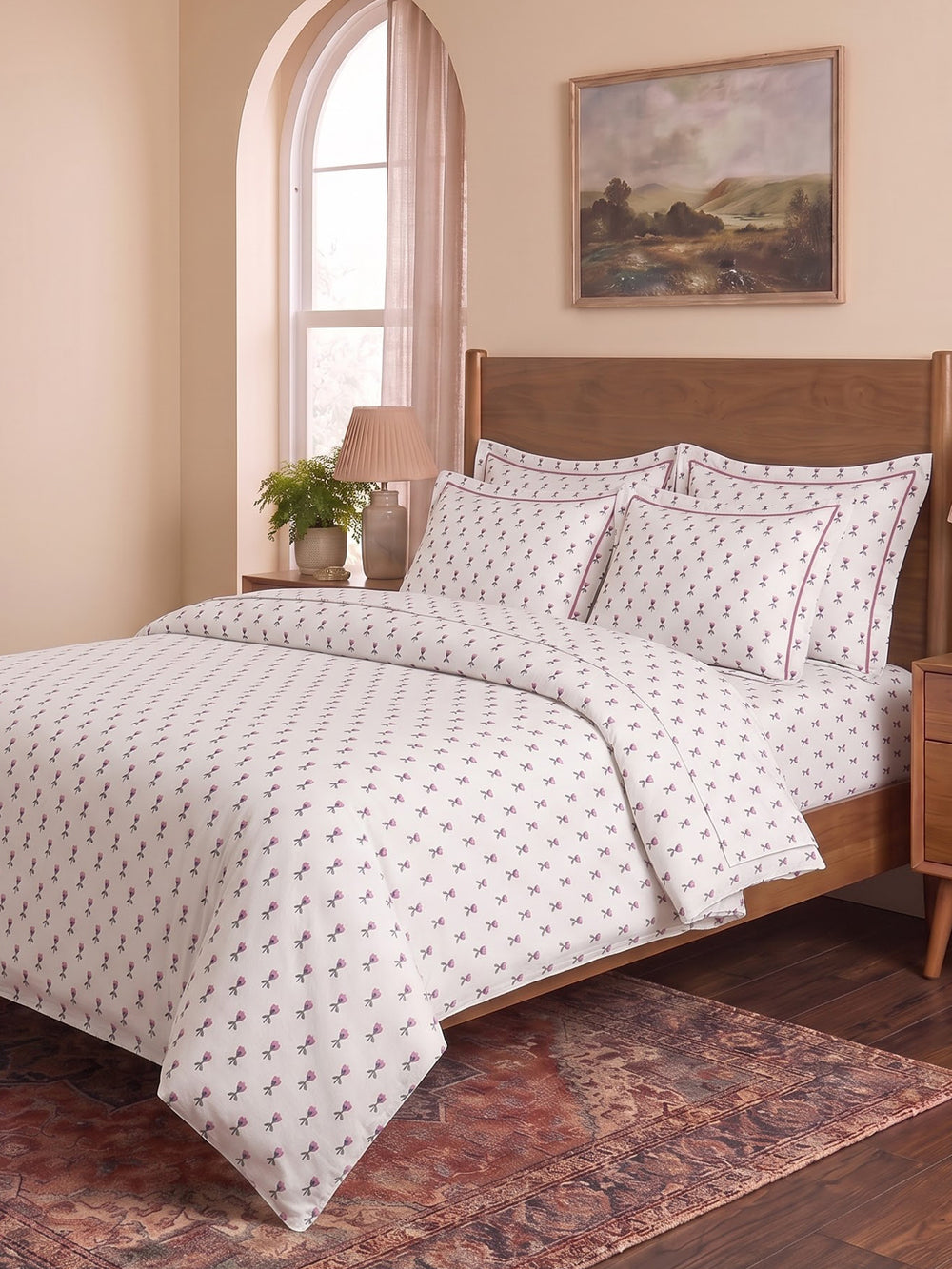 LABHAM Hemline 500TC bedsheet in Signature Print print, styled on a king bed