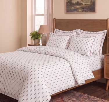 LABHAM Hemline 500TC 100% Cotton Printed King Size Bedsheet Set with 2 Matching Pillow Covers - King Size