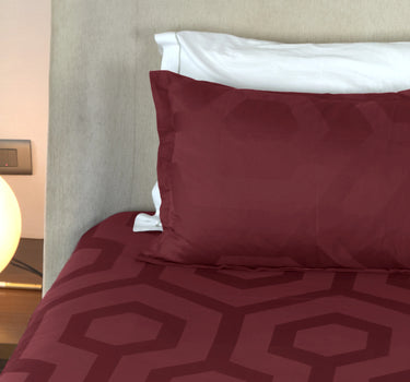 Italian Jacquard-King Size BedSheet Set (Pinkish Red)