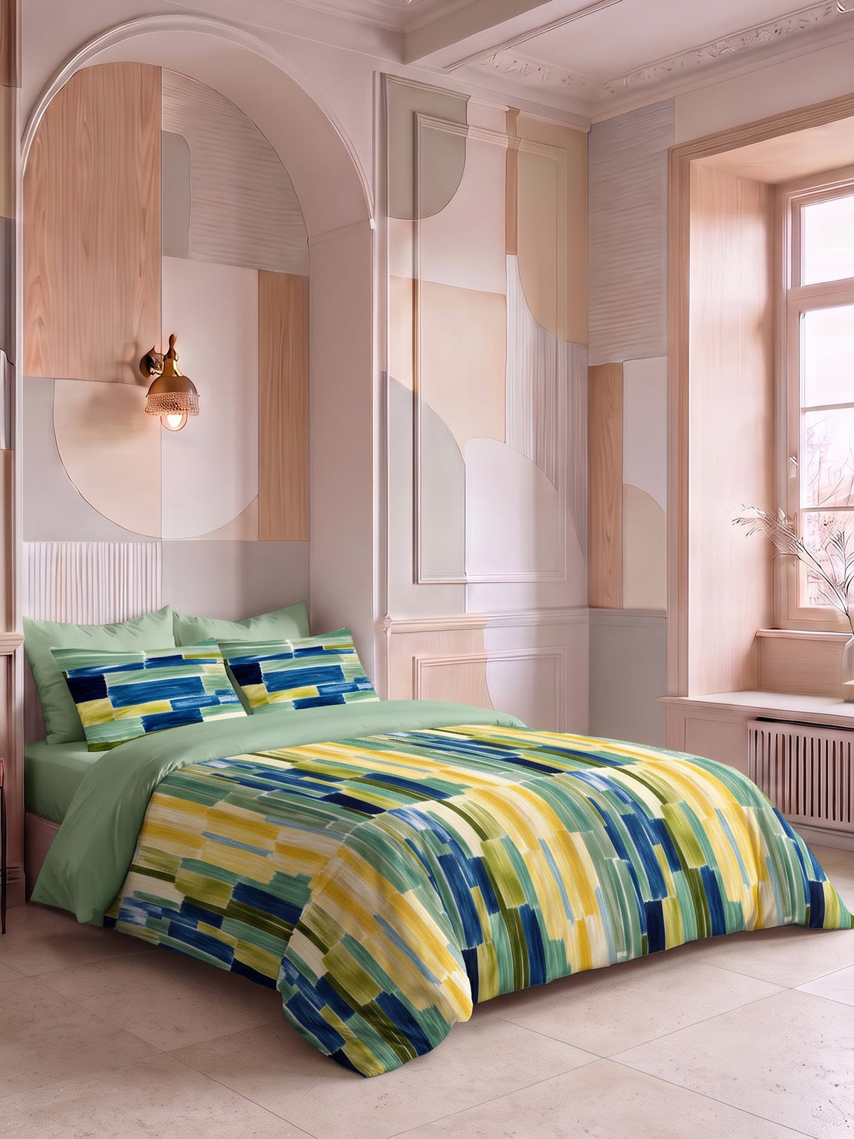 LABHAM Abstract 200TC Natura Soft Bedsheet Set With 2 Matching Pillow Covers - King Size