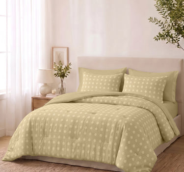 SERENITY 300GSM Multi Needle Motif Embroidered Quilt Bed Cover Set with 2 Pillow Covers – King Size