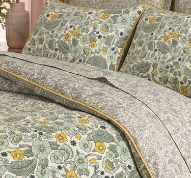LABHAM Hemline 500TC 100% Cotton Printed King Size Bedsheet Set with 2 Matching Pillow Covers - King Size ( Sage Bloom )