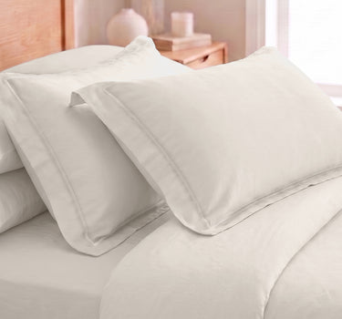 LABHAM 400TC 100% Bamboo King Size Bedsheet Set wit 2 Matching Pillow Covers - Cooling, Ultra Soft & Breathable - Ivory