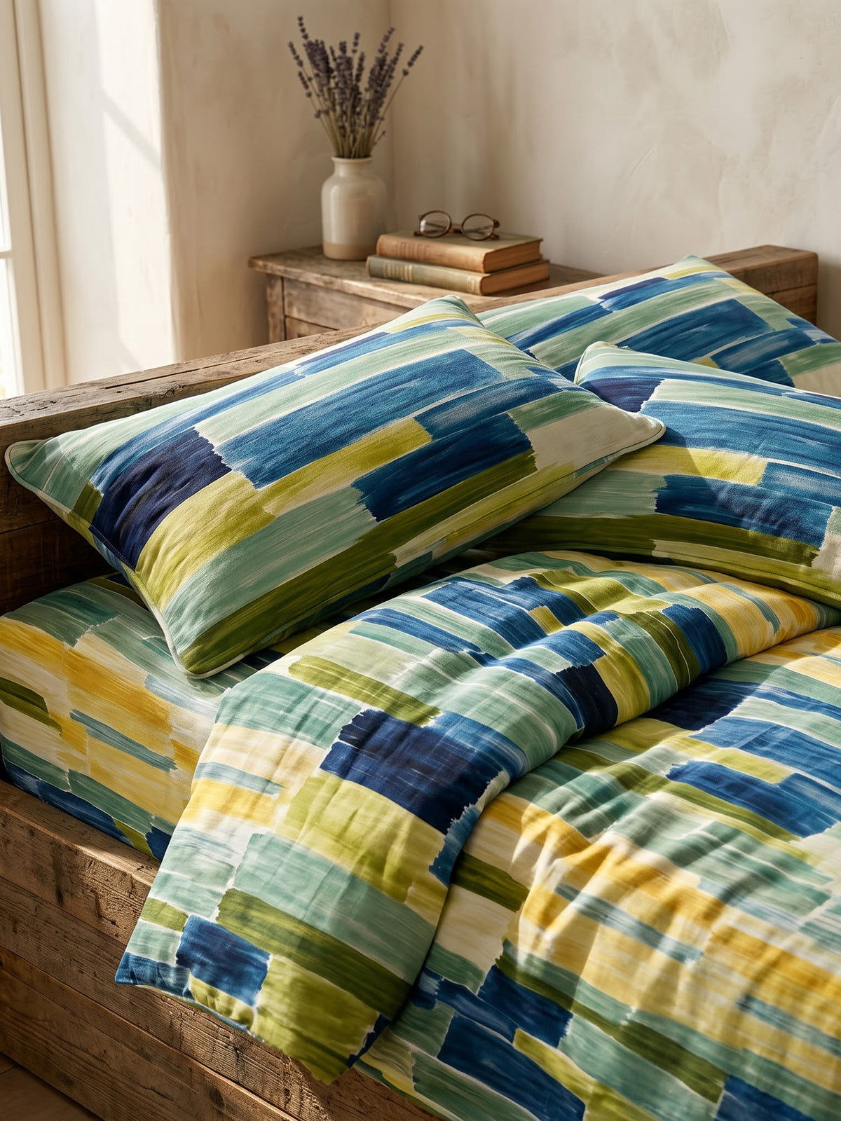 LABHAM Abstract 200TC Natura Soft Bedsheet Set With 2 Matching Pillow Covers - King Size