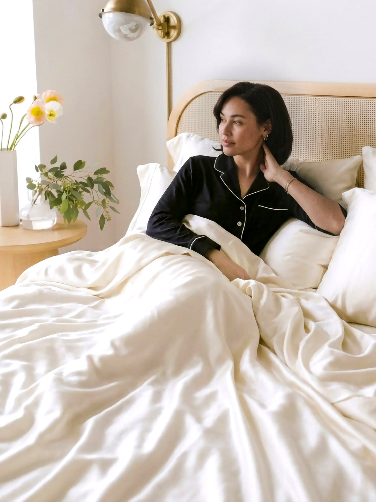 LABHAM 400TC 100% Bamboo King Size Bedsheet Set wit 2 Matching Pillow Covers - Cooling, Ultra Soft & Breathable - Ivory