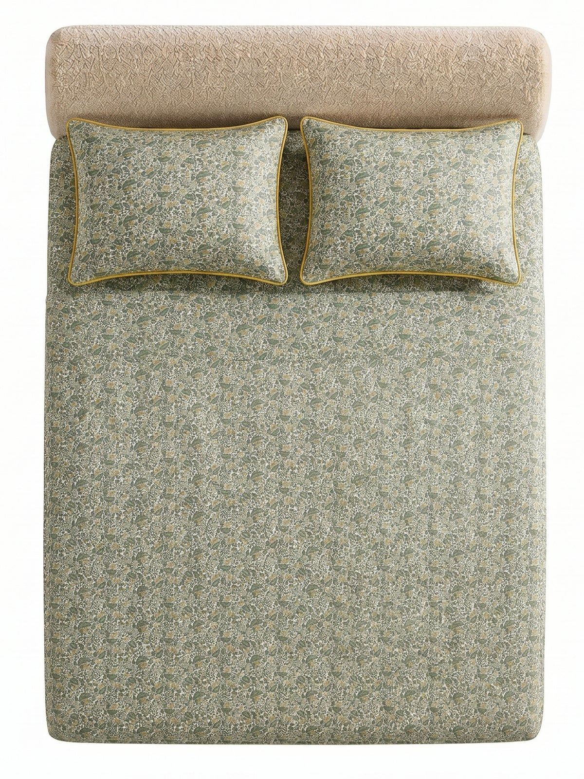 LABHAM Hemline 500TC 100% Cotton Printed King Size Bedsheet Set with 2 Matching Pillow Covers - King Size ( Sage Bloom )